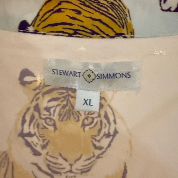 Stewart Simmons Tiger Print Sleeveless Blouse XL - Picture 2 of 3